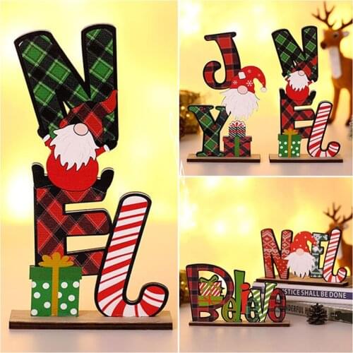 Christmas Decoration Desktop Wood Crafts Santa Claus Elk Christmas Ornaments 2022 New Year Gift Xmas Home Table Decor Noel Kerst