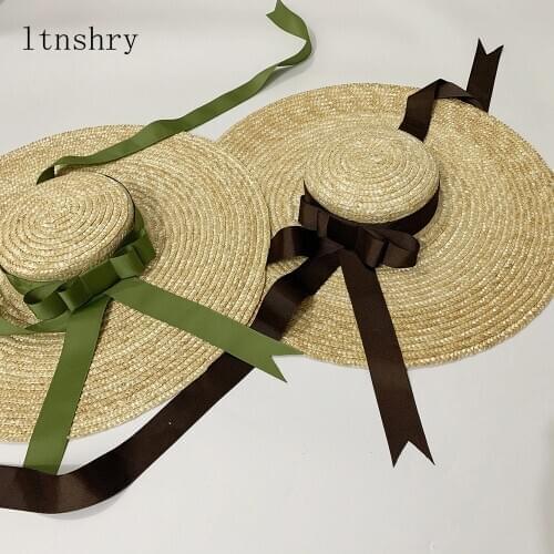 Womens New Big Brim Wheat Straw Sun Hat Brim Ribbon Bow Layies Beach Hat Raffia Straw Hat wide brim hat womens hats fashionable