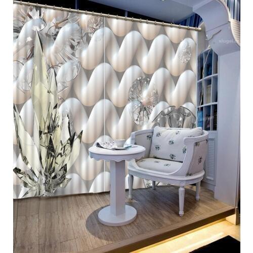 3D curtains custom European soft bag living room pink blackout curtain modern ready made curtains