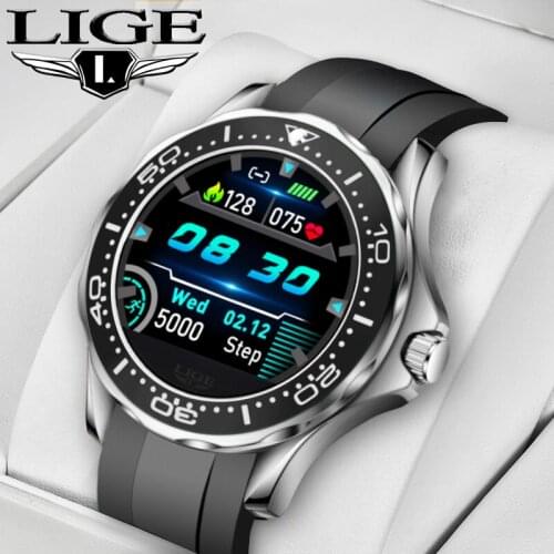 LIGE 2021 New Smart Watches Men Sports Fitness Watch Waterproof Heart Rate Monitor Bluetooth For Android iOS Smartwatch Mens+Box