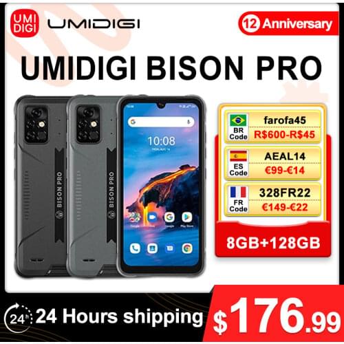 Global version UMIDIGI BISON Pro 8GB+128GB NFC IP68/IP69K 6.3"FHD+ Screen Helio G80 48MP 5000mAh