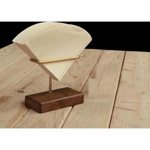 V60 Filter Paper Storage Rack Wood Brass Filter Paper Holder Hand Drip Coffee Filter Paper Stand Display Rack Metal Handmade