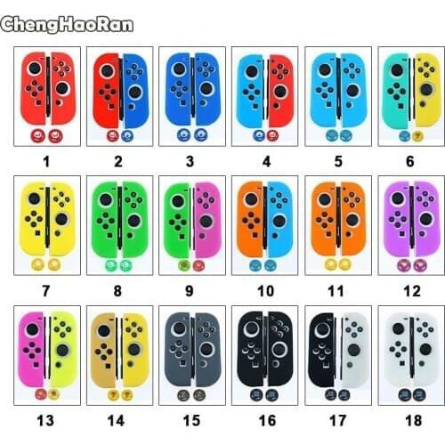 ChengHaoRan Soft Silicone Protective Skin Case+2 Thumb Stick Grips Joystick Caps Cover for Nintendo Switch NS Joy-Con