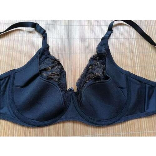 Women Padded Cotton Bras Underwire Full Coverage sexy lace Supportive push up Bralette Top Plus Size 75-100 B C D E Cup BH D08