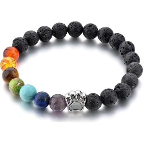 Natural Crystal MulticolorBeads Bracelet Women Dog Paw Classic Beaded Bracelets For Women New 2019