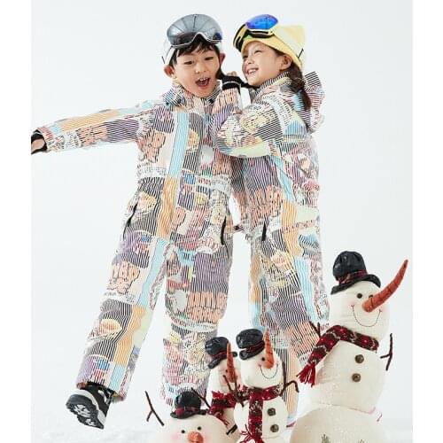 Winter New Children Ski Suit Girls Outdoor Snowboard Jacket Boys Wear Windproof Waterproof Kids One-Piece Ski Set Warm Overalls