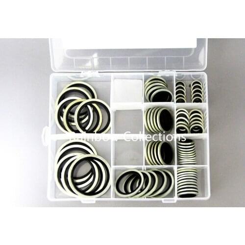 105pcs G1/8''~G1-G1/2'' Bonded Carbon Steel Rubber Oil Drain Plug Gasket Combined Washer Sealing Ring Threaded Pipe Gsaket