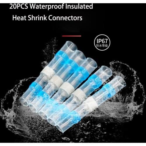 20PCS Waterproof Insulated Heat Shrink Wire Connectors Solder Seal Seal Wire Connectors for Terminals Automotive