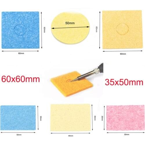 20pcs Electric Soldering Iron Cleaning Sponge High Temperature Solder Tip Welding Cleaner Yellow Pink Blue For PCB Cleaning Pads