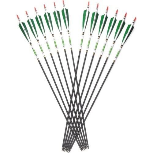 31 Inches Carbon Arrow Spine 500 Real Turkey Feather for Compound and Recurve Bow Archery Hunting