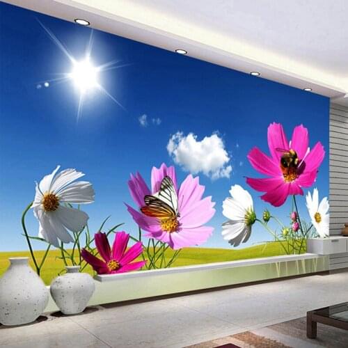 Custom 3D Photo Wallpaper Sunshine Flowers Nature Landscape Wall Painting Living Room Decoration Mural Papel De Parede Modern