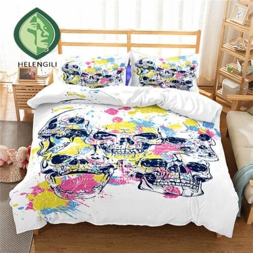 HELENGILI 3D Bedding Set skull Print Duvet cover set lifelike bedclothes with pillowcase bed set home Textiles #LX-37