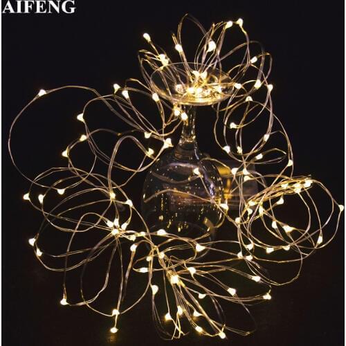 AIFENG Fairy Lights AA Battery Powered 2M 20 3M 30 5M 50 10M 100Leds Silver Led Copper Wire String Light Decorative Fairy Lights