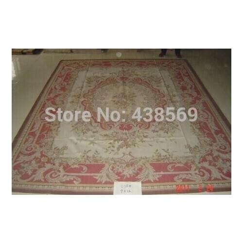 Free shipping 9'x12' Aubusson rugs woolen carpets red design Shabby Chic carpets -- all kinds of rugs in our store