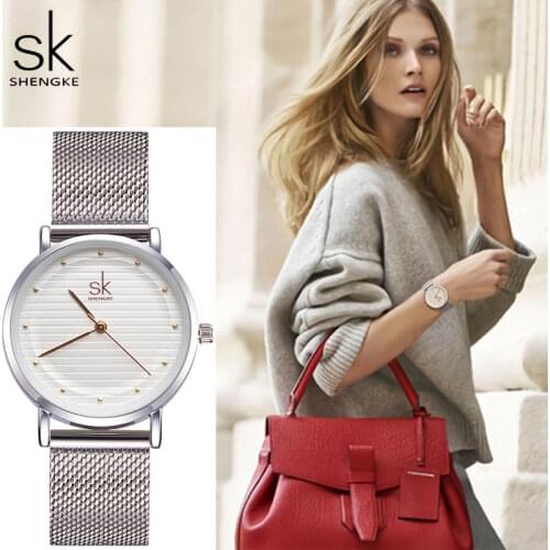 SK Luxury Watches Japan Quartz Ladies Watch Fashion K0049 Movement High Quality Women Stainless Steel Mesh Gold Dropshipping New