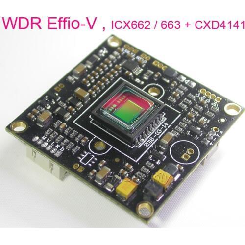 WDR EFFIO-V chipset 1/3" Sony Super HAD II CCD ICX662 / ICX663 + CXD4141 CCTV camera PCB board module ( optional parts )