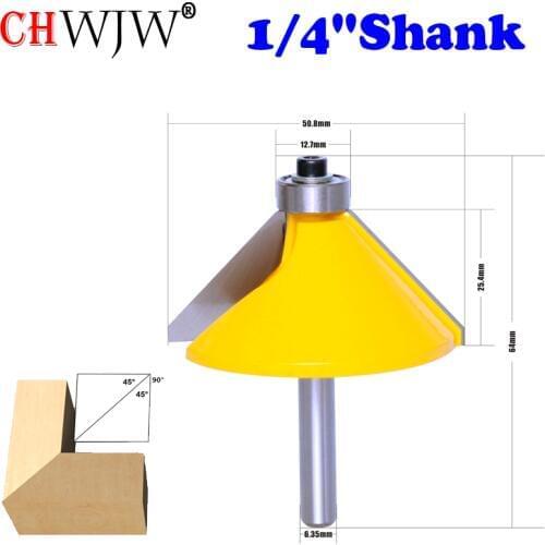 CHWJW 1PC 1/4" Shank Large 45Degree Chamfer & Bevel Edging Router Bit woodworking cutter woodworking bits