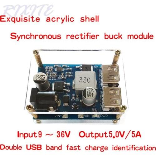 DC-DC 24V/12V to 5V 5A Step Down Buck Boost Converter Power Supply Module with Transparent Protection Case