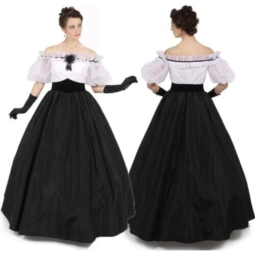 Tailored!Elegant White&Black Colonial Georgian 18th Victorian Regency Revolutionary Halloween cosplay Civil war dress HL-147