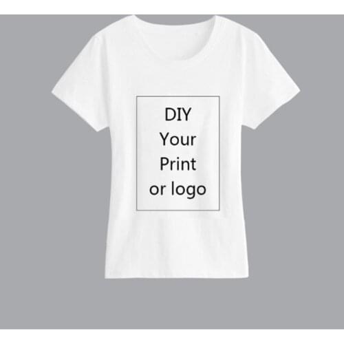 Custom printed T Shirt for Women DIY Picture LOGO Text Print White Lady Slim Top Tees Heat Transfer Process