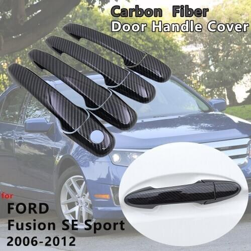 Gloss Black Carbon Fiber Door Handle Cover Catch Trim Accessories for Ford Fusion SE Sport 2006 2007 2008 2009 2010 2011 2012