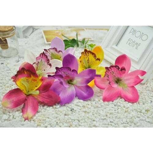 Artificial flowers Fresh silk simulation flower heads large Cymbidium orchid flower butterfly