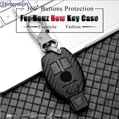 Jingyuqin Carbon Fiber Car Key Case Cover For Mercedes Benz W203 W210 W211 W124 W202 W204 W212 W176 AMG Accessories