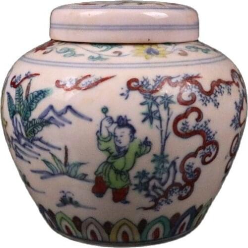 Chinese Old Porcelain A Picture Covered Jar For Childrens Play