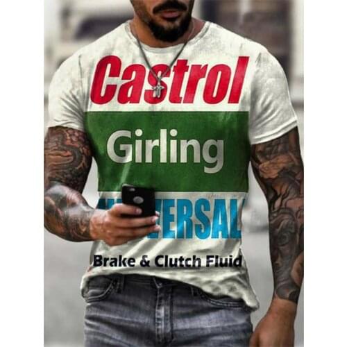 2021 hot Castrol 3D printed T-shirt mens cool short-sleeved casual breathable sports summer shirt polyester material