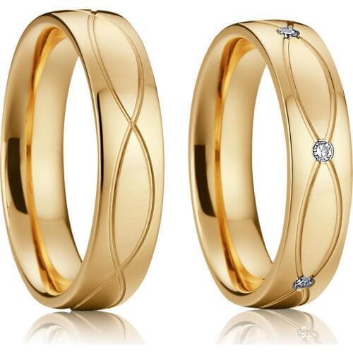 Mens and ladies Alliances wedding rings set for men and women yellow gold filled cz stones him and hers couple marriage ring
