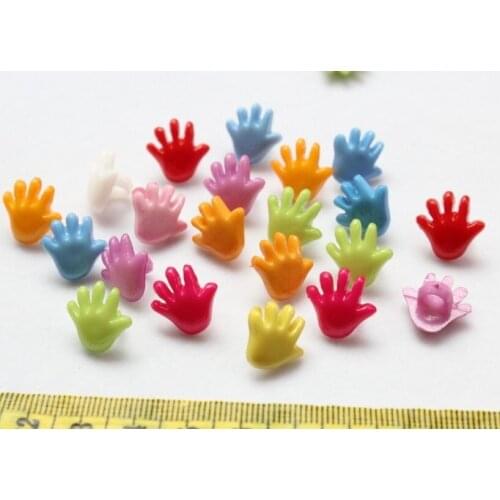 Set of 300 pcs Rainbow Hands up Novelty Colorful Children Plastic Sewing On Buttons Shank Set 22mm-LK0056