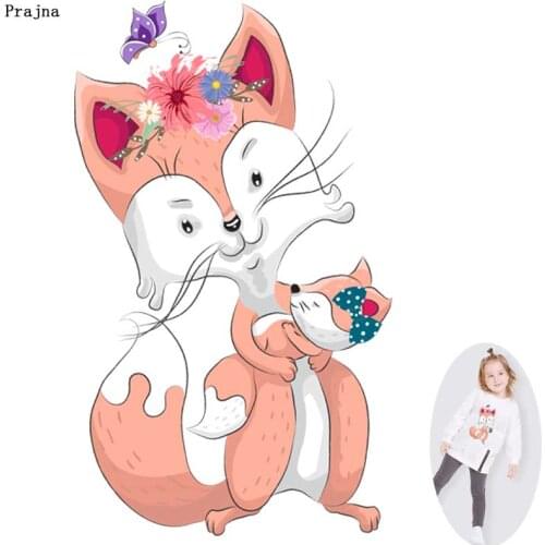 Fox Animal Stickers Iron On Patches For Clothing Heat Transfers For Clothes Kids T-Shirt Cartoon Fox Stickers Appliqued DIY F