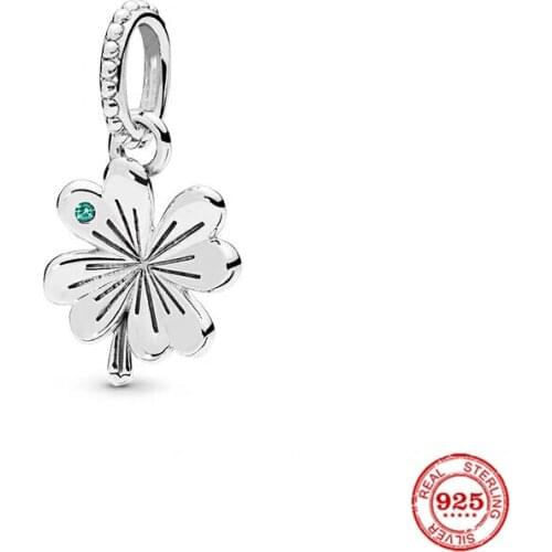 New Original Silver Color Clover Pendant Beads Fit European Pandora Charms Bracelet Bangles P667