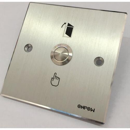 ONPOW 86*86mm Aluminium alloy Silver White Panel With 16mm Push button switch Door Release Button (MJ-1/16/W + GQ16B-10/S)