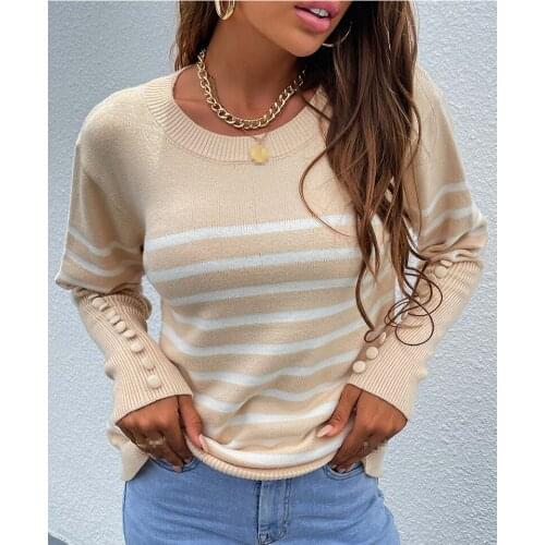 Sweater long sleeve sweaters winter clothes women pullovers sweaters for women striped sweaters fall 2021 female clothes