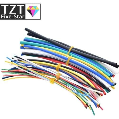 TZT New Electric Unit 70pcs Flame Retardant Durable 7 Color Assorted Colors Ratio 2:1 Polyolefin Heat Shrink Tubing Tube Kits
