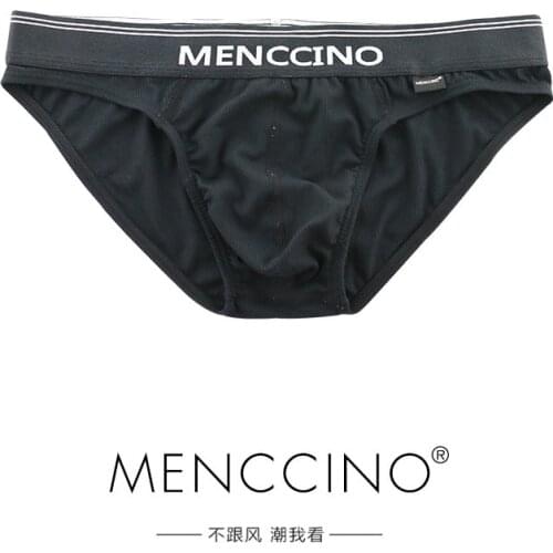 MENCCINO mens panties Modale sexy cotton triangle pants youth low waist tight sports breathable panties head