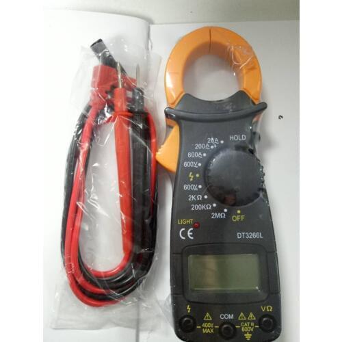 1 Set DT3266L Ammeter Voltmeter Ohmmeter Diode Digital Clamp Meter 2 Leads
