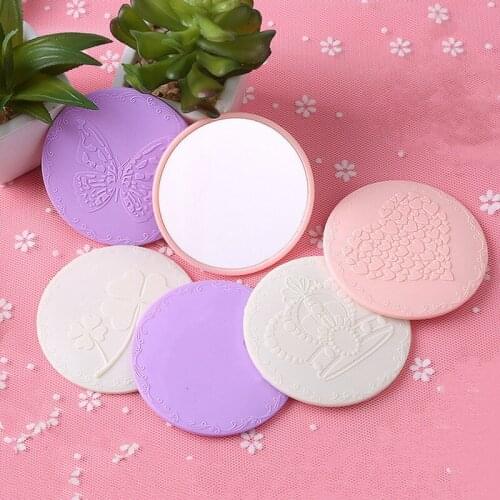 CSHOU122 C Cute 1pcs Mini Pocket Makeup Mirror Cosmetic Compact Metal Mirrors Color Random Dia 7cm