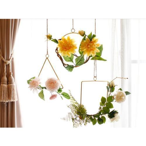 1PC Metal Iron geometry Hanging Planter Vase Geometric Wall Decor Container Mounted Flower Pots Wall Home Decoration MI 016