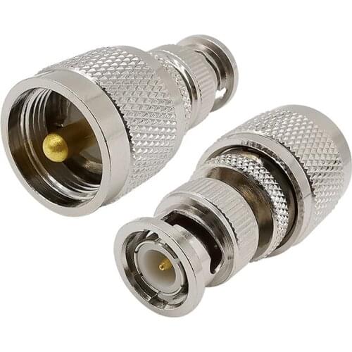 1Pcs Metal BNC to UHF RF Connector BNC Male to UHF Male PL259 PL-259 Plug Coaxial Coax Adapter for Radios WiFi Antenna Broadcast