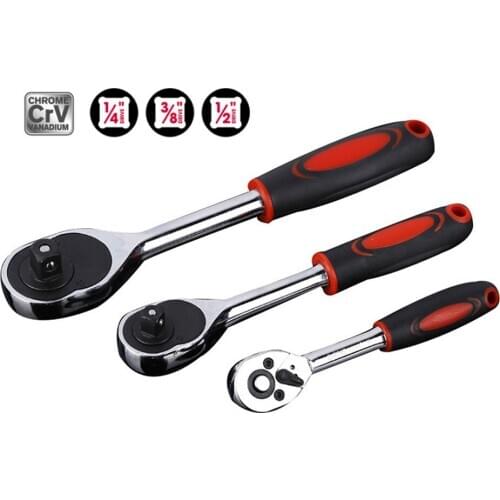 1pc Quick Release Ratchet Handle Socket Wrench Drive Size 1/4" 3/8" 1/2" Adjustable 24 Teeth Ratchet Spanner Wrench Hand Tools