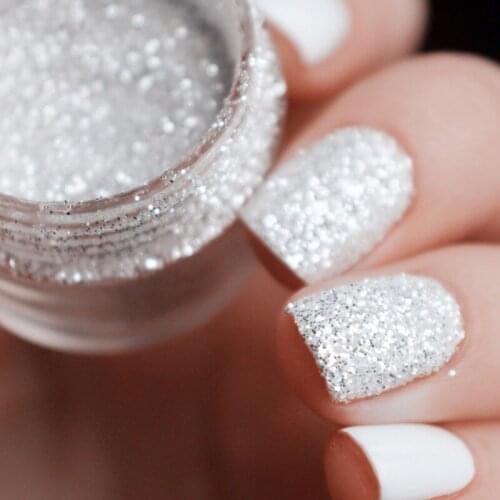 10ml/Box Nail Glitters Powder Nails Tips White Silver Powder Dust 1mm & 2mm & 3mm Mixed Manicure Nail Art Decorations