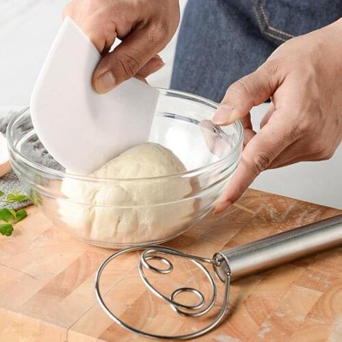 2PCS Metal Dough Whisk Creative Danish Stainless Steel Whisk Bread Mixer Whisk Easy to Clean with Scraper Kitchen Coxeer