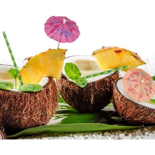 20/60/100PCS Multi Coloured Paper Cocktail Umbrellas Mini Coconut Tree Party Drink Accessories Picks Tropical Party Supplies