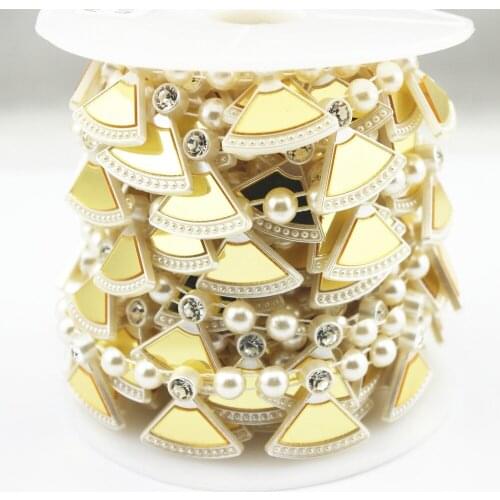 21mm Ivory Fan Pearl Chain Trim Sewing Costume Applique Cake Decoration LZ206