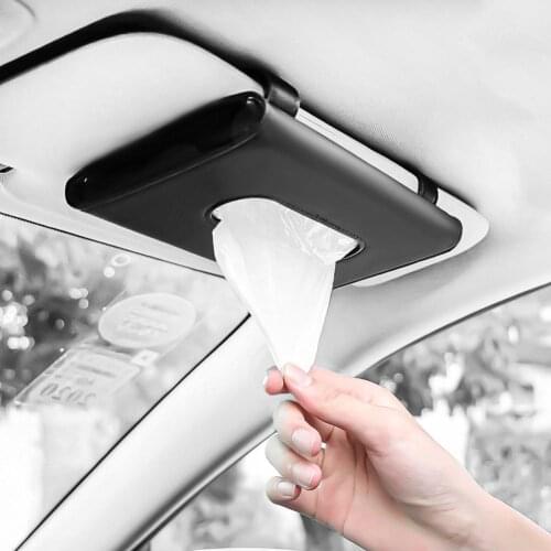 Car Sun Visor Tissue Boxes Tissue Holder PU Leather Hanging Bag for Paper Towel Napkin Storage Organizer Tissue Case Dispenser