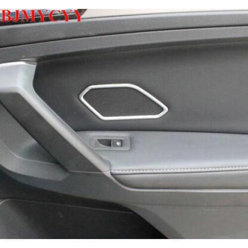 BJMYCYY 2PCS/SET Car rear door sound ABS decorative box For Volkswagen Tiguan 2017 Tiguan L