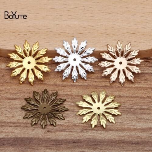 BoYuTe (100 Pieces/Lot) Stamping Brass Metal 25MM Filigree Flower Findings DIY Hand Made Jewelry Accessories