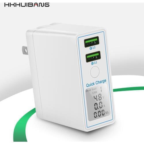 HKHUIBANG QC 4.0 3.0 36w Mobile Phone Chargering For IPhone /Samsung /Xiaomi Fast Adapter Usb Led Display Charger